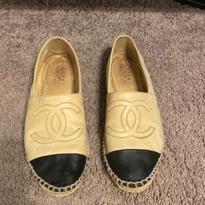 Real Chanel soft leather slip ins